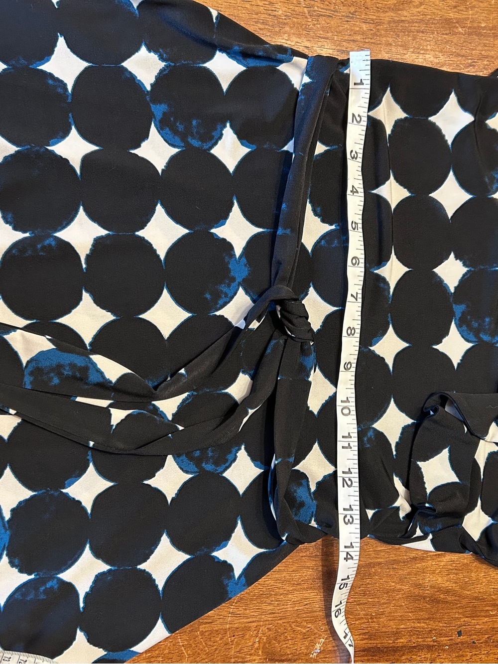 Leota Sleeveless Professional Black, White, Blue  Polka Dot Faux Wrap Dress - Picture 7 of 7
